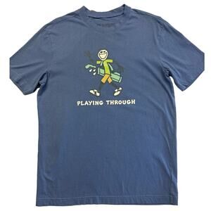 Life is Good Fun Graphic 100% Cotton Short Sleeve Golf Theme T-Shirt Men S  Blue